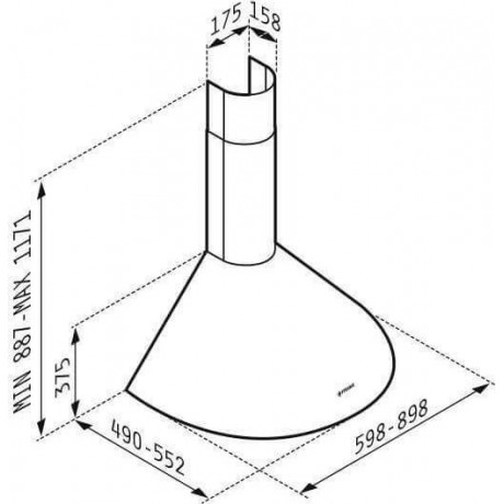 Pyramis Classic Στρογγυλή Καμινάδα 90cm 496m³/h 065017901