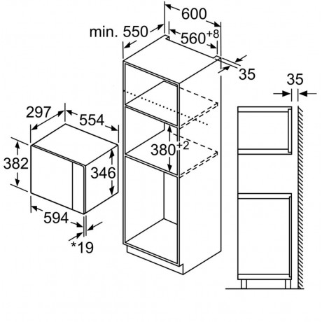 Bosch BFL520MB0 Εντοιχιζόμενος Φούρνος Μικροκυμάτων 20lt Μαύρο