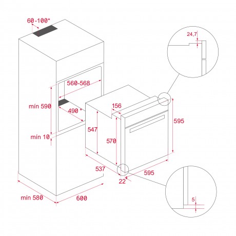 Bertazzoni F60 9 MOD E S X + P60 4CER MOD NE Σετ Εντοιχισμού Inox 8054309281334  + 8051361905789 