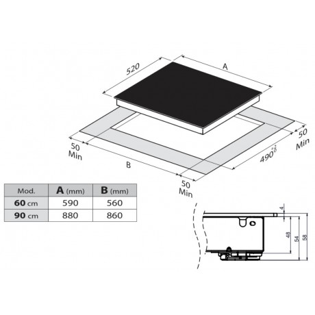 Bertazzoni P60 4CER MOD NE Κεραμική Εστία Αυτόνομη 56x49εκ.