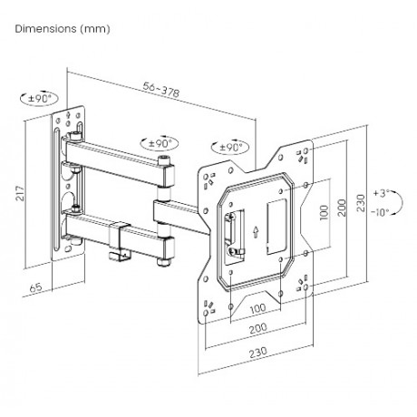 Powertech PT-1129 Βάση Τηλεόρασης Τοίχου με Βραχίονα έως 43" και 30kg Μαύρο  