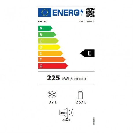 Eskimo ES RTF344NEW Δίπορτο Ψυγείο 334lt No Frost Υ170xΠ60xΒ66.5cm Λευκό