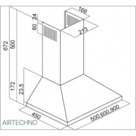 Davoline Airtechno Plus IX 90 Απορροφητήρας Καμινάδα 90cm Inox  