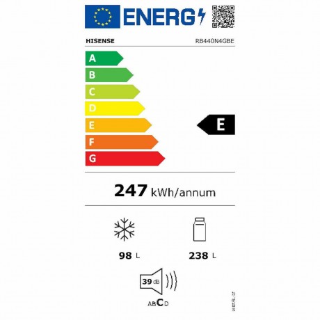 Hisense RB440N4GBE Ψυγειοκαταψύκτης 336lt Total NoFrost Υ200.4xΠ59.5xΒ59εκ. Μαύρος  