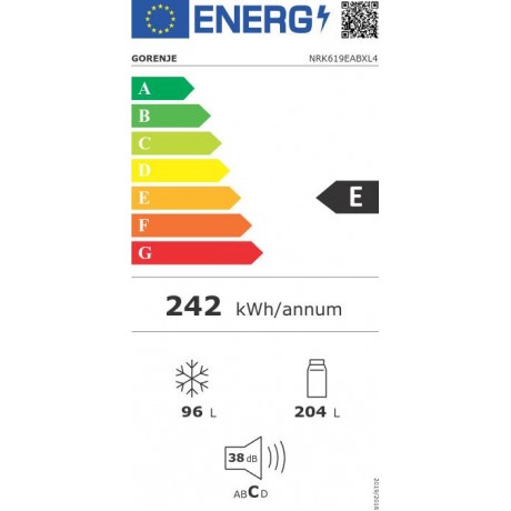 Gorenje NRK619EABXL4 Ψυγειοκαταψύκτης 300lt NoFrost Υ185xΠ60xΒ59.2εκ.Dark Inox  031007001