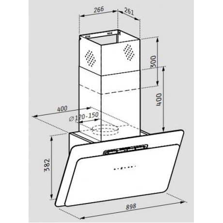 Pyramis Vetrio Απορροφητήρας Καμινάδα 60cm Inox-White Glass 065039201