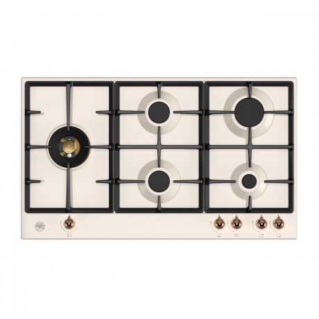 Bertazzoni P90 5L HER AC Εστία Υγραερίου Αυτόνομη 89x52.2εκ.  Μπεζ Επισμαλτωμένη