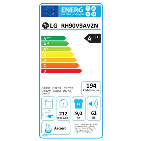LG RH90V9AV2N Στεγνωτήριο 9kg A+++ με Αντλία Θερμότητας LG RH90V9AV2N Στεγνωτήριο 9kg A+++ με Αντλία Θερμότητας