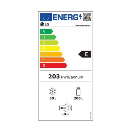 LG GTBV20SWGKD Ψυγείο Δίπορτο Total NoFrost Υ168xΠ55.5xΒ63.7εκ. Λευκό
