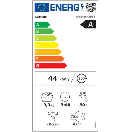 Samsung WW90DG6U85LKU4 Πλυντήριο Ρούχων 9kg με Τεχνολογία Ατμού 1400 Στροφών Ecobubble
