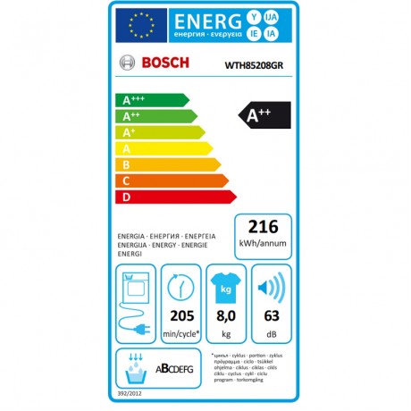 Bosch WTH85208GR Στεγνωτήριο 8kg (A++/D) με Αντλία Θερμότητας
