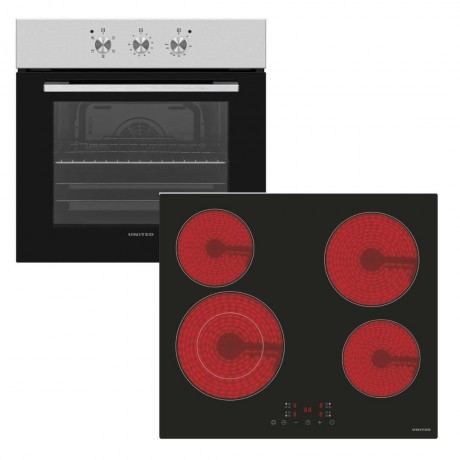 United UBO-60655T + UBH-60464 Φούρνος άνω Πάγκου 65lt με Κεραμικές Εστίες Π59.5εκ. Inox