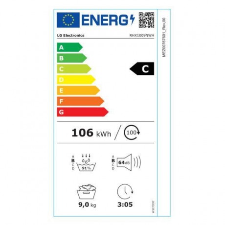 LG RHX1009NWH Στεγνωτήριο 9kg με Αντλία Θερμότητας 