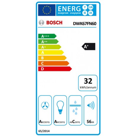 Bosch DWK67FN60 Απορροφητήρας Καμινάδα-Τζάκι 60cm Μαύρος Bosch DWK67FN60 Απορροφητήρας Καμινάδα-Τζάκι 60cm Μαύρος