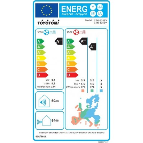 TOYOTOMI CTN/CTG-335BV ERAI BLACK Κλιματιστικό Inverter 12.000 BTU