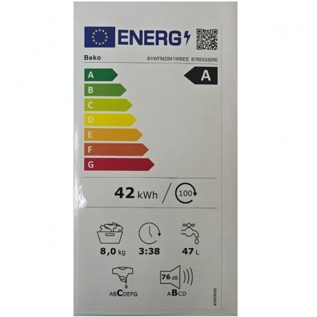 BEKO B1WFM2841WBEE Πλυντήριο Ρούχων 8kg 1400 στροφών BEKO B1WFM2841WBEE Πλυντήριο Ρούχων 8kg 1400 στροφών