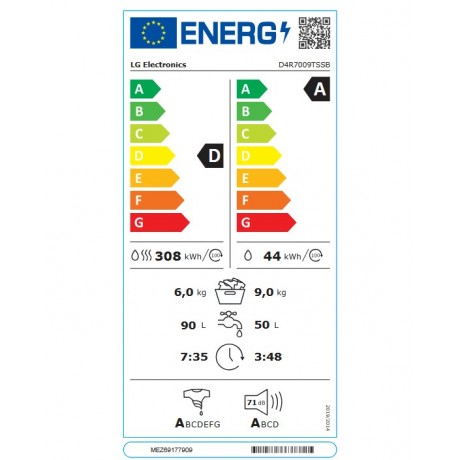 LG D4R7009TSSB Πλυντήριο - Στεγνωτήριο 9kg/6kg 1400 στροφών