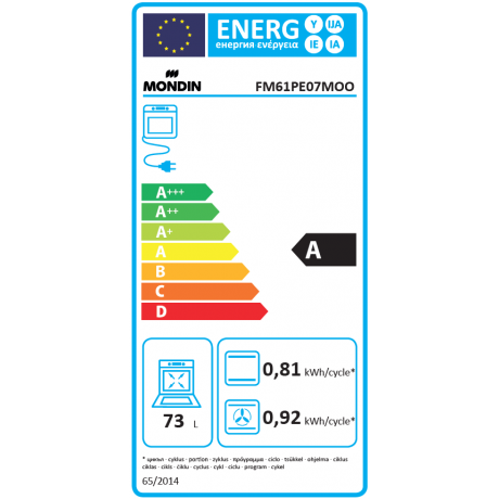MONDIN FM61PE07MOO 73lt Μαύρο Φούρνος Εντοιχιζόμενος MONDIN FM61PE07MOO 73lt Μαύρο Φούρνος Εντοιχιζόμενος