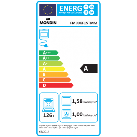 MONDIN FM90KF15TMM 130lt Μαύρο Φούρνος Εντοιχιζόμενος MONDIN FM90KF15TMM 130lt Μαύρο Φούρνος Εντοιχιζόμενος