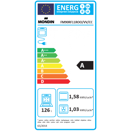 MONDIN FM90RF11ROO 130lt Μαύρο Φούρνος Εντοιχιζόμενος MONDIN FM90RF11ROO 130lt Μαύρο Φούρνος Εντοιχιζόμενος