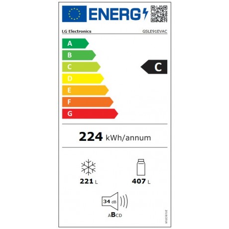 LG GSLE91EVAC Ψυγείο Ντουλάπα 461lt Full No Frost Μαύρο