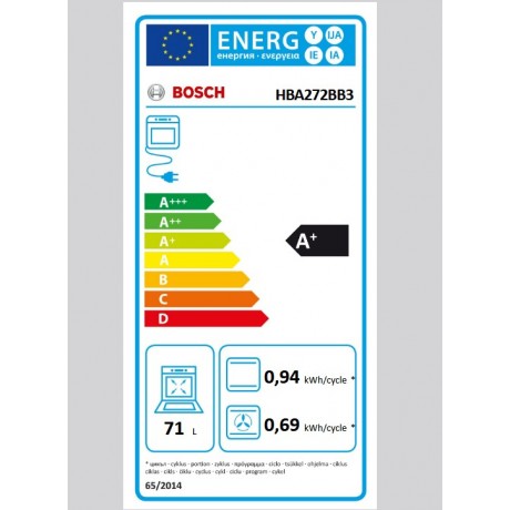 BOSCH HBA272BB3 60 x 60 cm Μαύρο Εντοιχιζόμενος φούρνος BOSCH HBA272BB3 60 x 60 cm Μαύρο Εντοιχιζόμενος φούρνος