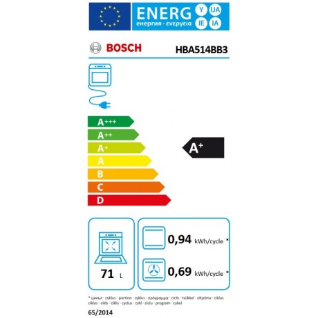 BOSCH HBA514BB3 60 x 60 cm Μαύρο Εντοιχιζόμενος φούρνος BOSCH HBA514BB3 60 x 60 cm Μαύρο Εντοιχιζόμενος φούρνος
