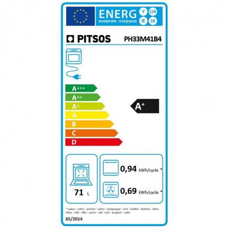 PITSOS PH33M41B4 Εντοιχιζόμενος φούρνος 60 x 60 cm Μαύρο Άνω Πάγκου 71lt PITSOS PH33M41B4 Εντοιχιζόμενος φούρνος 60 x 60 cm Μαύρο Άνω Πάγκου 71lt