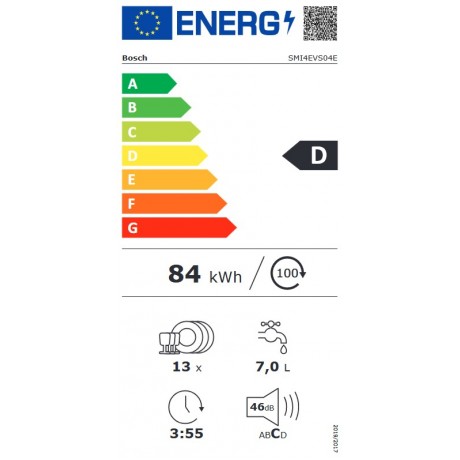 BOSCH SMI4EVS04E Εντοιχιζόμενο πλυντήριο πιάτων με εμφανή μετόπη 60 cm