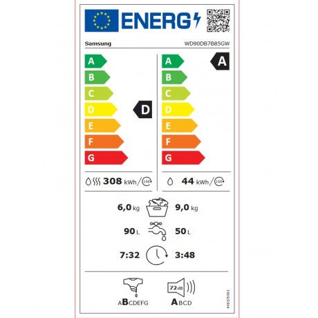 SAMSUNG WD90DB7B85GWU4 Πλυντήριο - Στεγνωτήριο 9kg/6kg 1400 στροφών