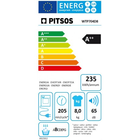 PITSOS WTP704D8 Στεγνωτήριο με αντλία θερμότητας 8 kg