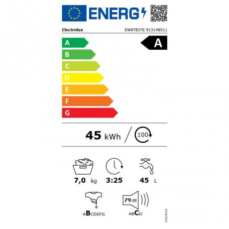 ELECRTOLUX EW6T837E Πλυντήριο Ρούχων Άνω Φόρτωσης 7kg 1200 Στροφών
