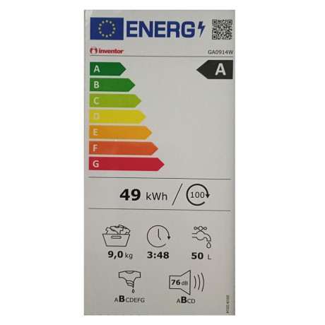 INVENTOR GA0914W Πλυντήριο Ρούχων 9kg Λευκό