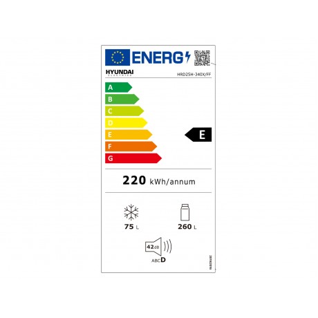 HYUNDAI HRD25H-340XFF Δίπορτο Ψυγείο 60cm Inox