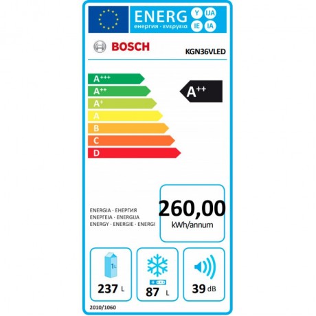 BOSCH KGN36VLED Ελεύθερος Ψυγειοκαταψύκτης 186cm No Frost