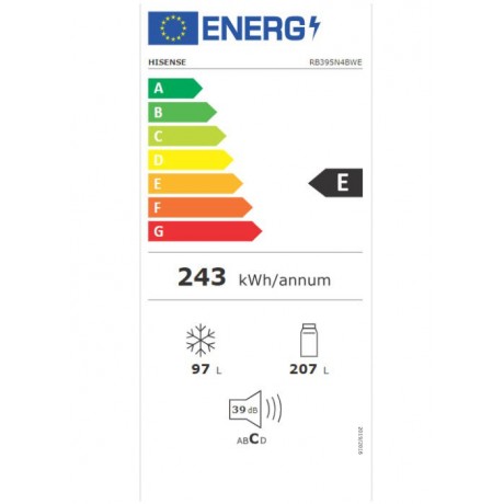 HISENSE RB395N4BWE Ψυγειοκαταψύκτης 186cm Λευκό