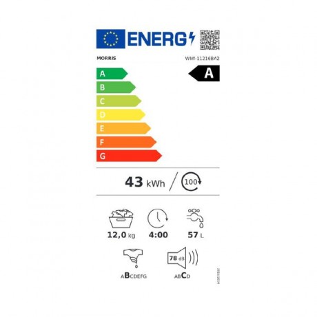 MORRIS WIW-11216BA2 Πλυντήριο Ρούχων 12kg 1400 στροφών MORRIS WIW-11216BA2 Πλυντήριο Ρούχων 12kg 1400 στροφών