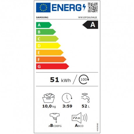 SAMSUNG WW10FG6U94LBU4 Πλυντήριο Ρούχων 10kg 1400 Στροφών