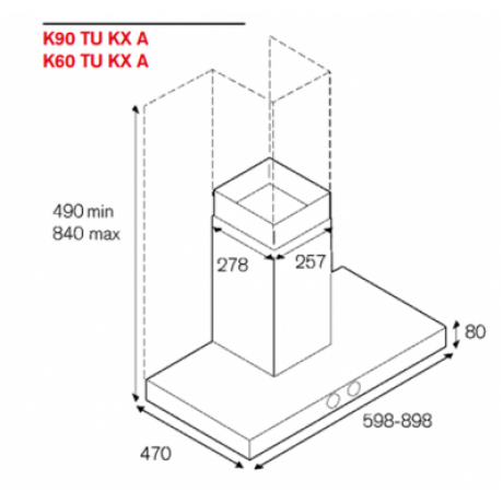 La Germania K90 TU KX A Απορροφητήρας Καμινάδα 90cm Inox