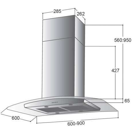 La Germania Isola I2 90 Inox Γυαλί Νησίδα 90 cm 850 m³/h 