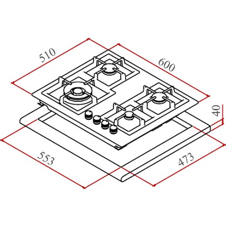 Teka EFX 60 4G AI AL DR  Ανοξείδωτο πλατώ γκαζιού 60cm. 